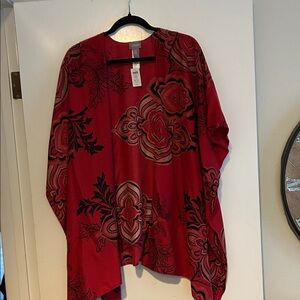 Chico's Red and Black Floral Kimono